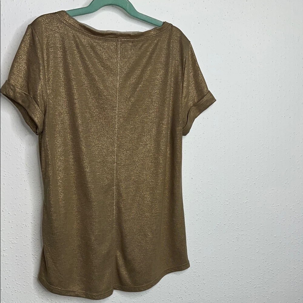 White House Black Market Gold Fitted Short Sleeve Tee - Picture 5 of 5